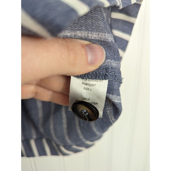 Altar'd State Women Button Up Front Tie Skirt Blue White Striped  Pockets Size L - Picture 6 of 9